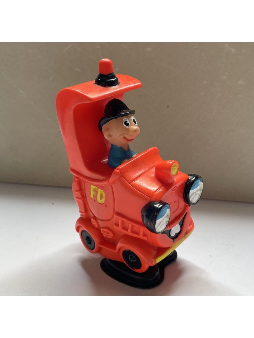 Vtg Walking Windup FD Fire Chief Car Vehicle Plastic Metal Japan Wind Up Works